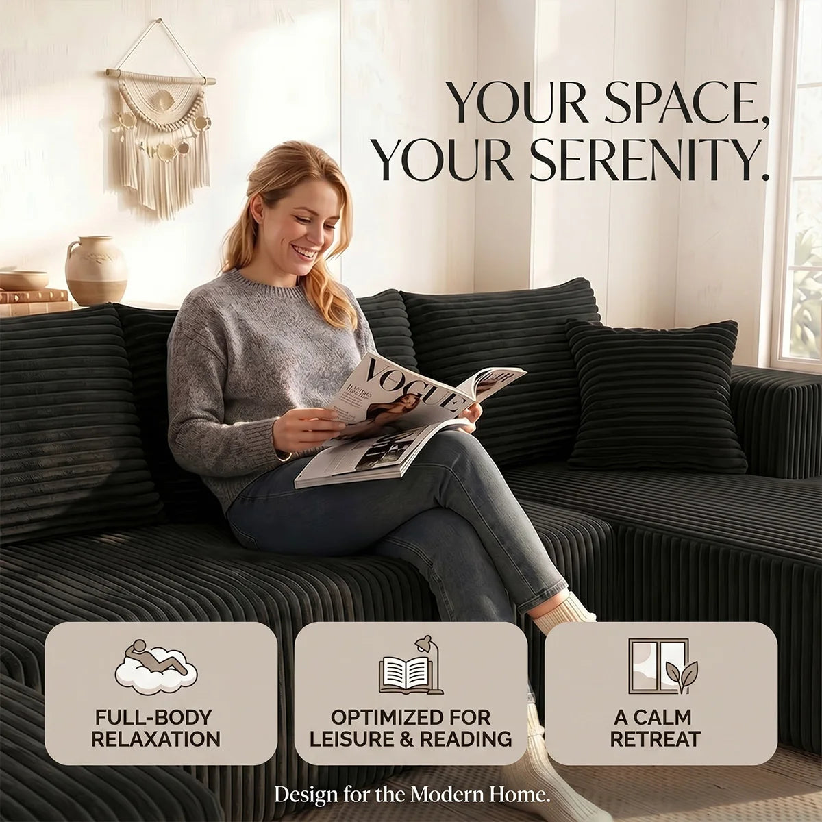 Large‑Size U‑Shape Modular Cloud Sofa with Cup Holders, Compressed Sofa Set, Velvet Fabric, for Suite & Villa Living Room