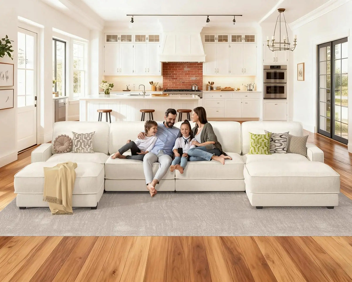 160" Oversized Modular Sectional Sofa, U Shaped Couch Set with 2 Pillows, 6 Seat Comfy Cloud Couches with 2 Movable, Customized
