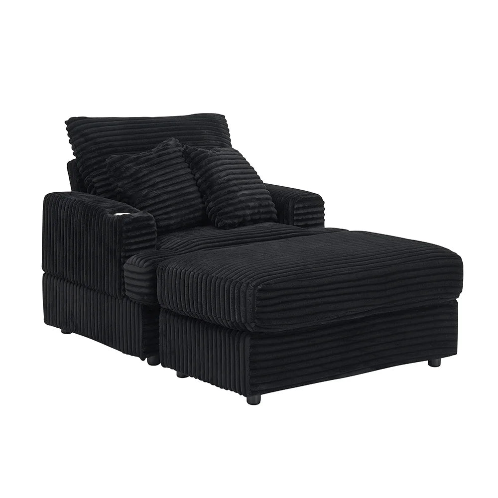 39-Inch Soft-Seat Single Sofa With Footrests Equipped With A Cup Holder Corduroy Fabric Is Highly Suitable for Use In The Living Room Or Bedroom
