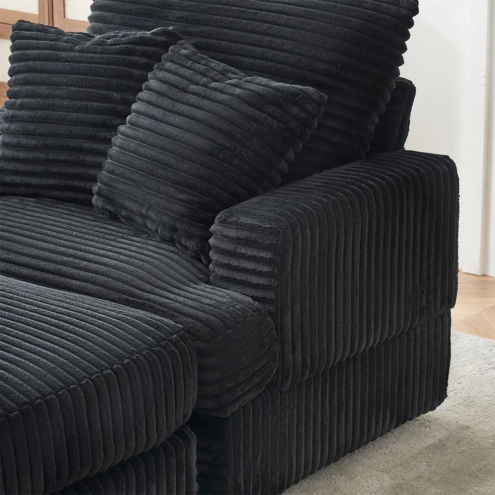 39-Inch Soft-Seat Single Sofa With Footrests Equipped With A Cup Holder Corduroy Fabric Is Highly Suitable for Use In The Living Room Or Bedroom