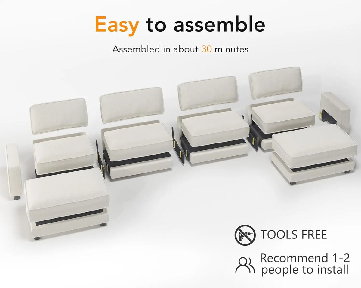 160" Oversized Modular Sectional Sofa, U Shaped Couch Set with 2 Pillows, 6 Seat Comfy Cloud Couches with 2 Movable, Customized