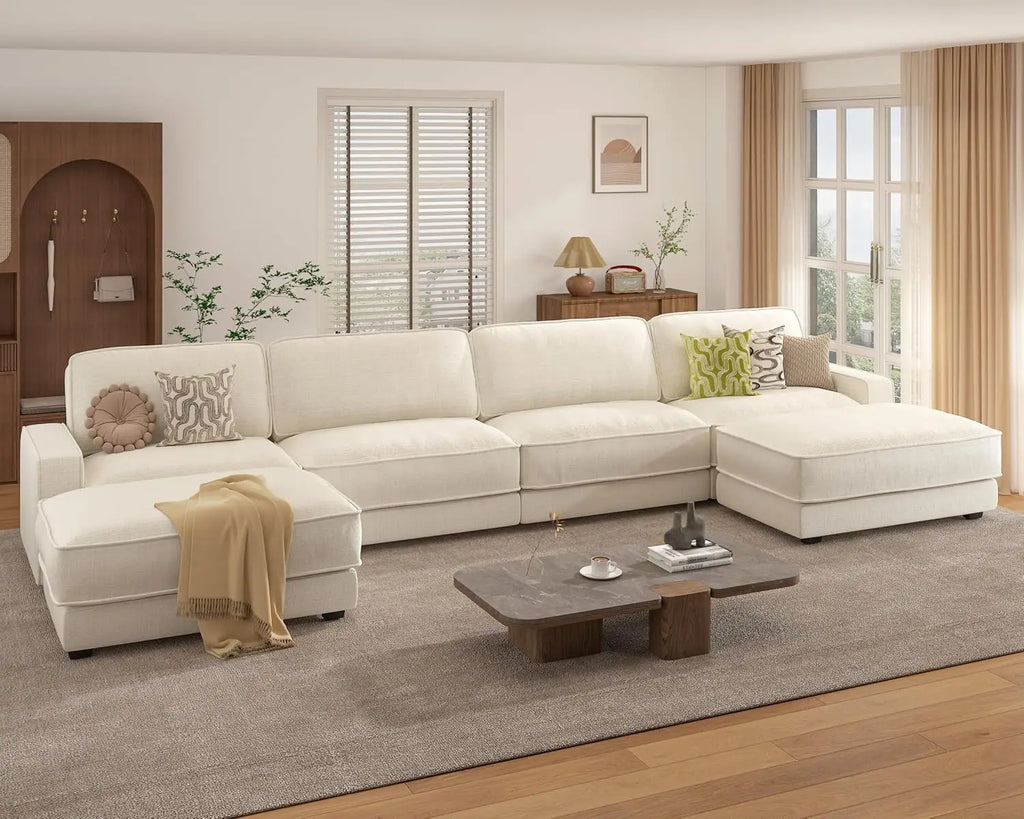 160" Oversized Modular Sectional Sofa, U Shaped Couch Set with 2 Pillows, 6 Seat Comfy Cloud Couches with 2 Movable, Customized