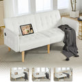 TYBOATLE 65" Futon Sofa Bed 2 USB - Tufted Upholstered Adjustable Loveseat Modern Mid Century for Small Spaces Dark Grey