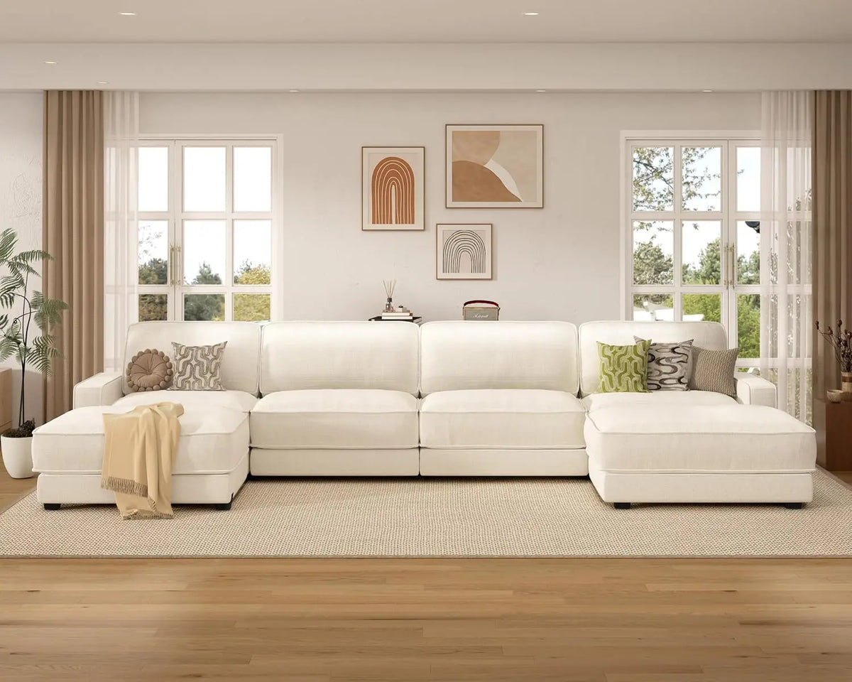160" Oversized Modular Sectional Sofa, U Shaped Couch Set with 2 Pillows, 6 Seat Comfy Cloud Couches with 2 Movable, Customized