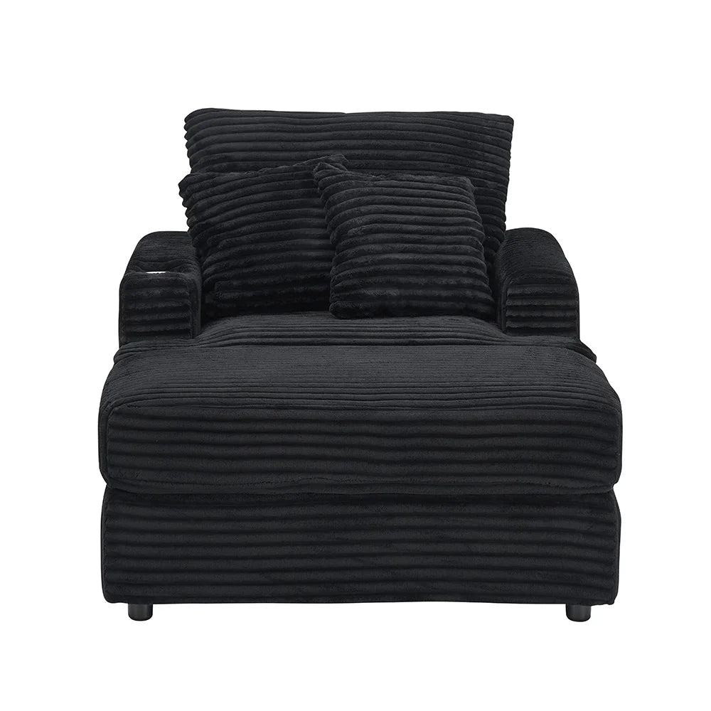 39-Inch Soft-Seat Single Sofa With Footrests Equipped With A Cup Holder Corduroy Fabric Is Highly Suitable for Use In The Living Room Or Bedroom